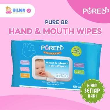 Purebb Hand & Mouth Baby Wipes 60's Food Grade - Tisu Basah Bayi | Aman Untuk Mulut & Higienis