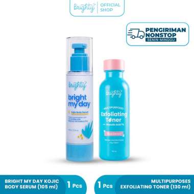 Brighty Multipurpose Exfoliating Toner X Brighty Bright My Day BMD Kojic Body Serum Pemutih badan pe