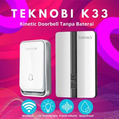 Bel Rumah Wireless Waterproof Teknobi Kinetik K33 Tanpa Baterai hanya transmitt Putih