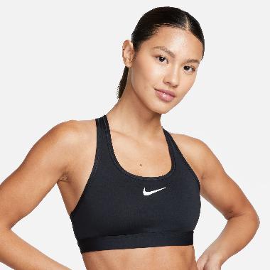 NIKE Women Training Swoosh Medium Support Padded Sports Bra Sport Bra Wanita [DX6822-010] L Black/Wh
