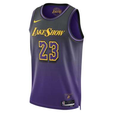 NIKE Men Basketball NBA Lebron James Los Angeles Lakers Dri-FIT Swingmen Jersey Basket Pria [FQ4346-