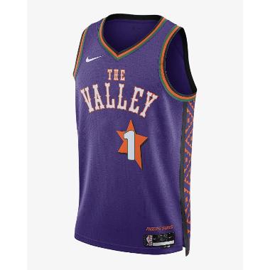 NIKE Men Basketball NBA Devin Booker Phoenix Suns Dri-FIT Swingmen Jersey Basket Pria [FQ4356-504] M