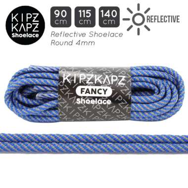 KIPZKAPZ XS24 Reflective - Tali Sepatu Bulat / Round Shoelace [4mm] 90 cm Blue Twist