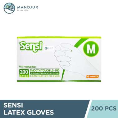 Sensi Latex Examination Gloves Sarung Tangan Karet [Size M/200 pcs]