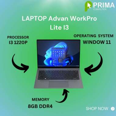 Laptop Advan WorkPro Lite Core i3 1220P 8GB 256GB Windows 11 Grey