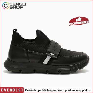 EVERBEST SEPATU SLIP ON SNEAKER PRIA ORIGINAL ASLI ORI SNEAKERS CASUAL KASUAL KETS ALL FULL BLACK HI