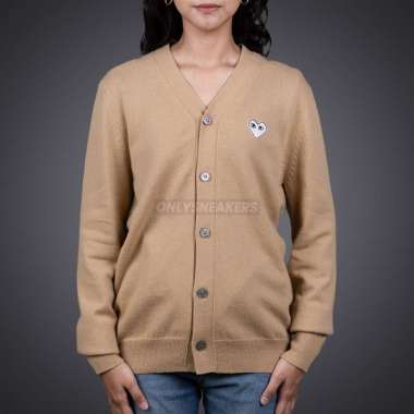 CDG PLAY WHITE HEART KNIT CARDIGAN SWEATER WHITE XL