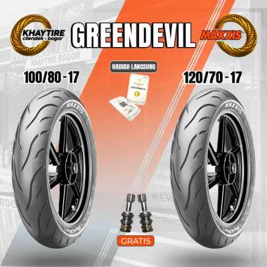 Paket Ban Motor Sport MAXXIS GREENDEVIL 100/80-17 + 120/70 Ring 17
