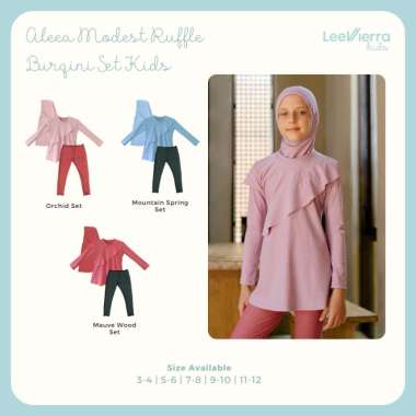 Lee Vierra Aleea Modest Ruffle Burqini Set Kids, Baju Renang Muslim Anak 3-4 Mountain Spring