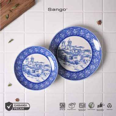 Village In Blue Dinner Salad Plate Piring Makan