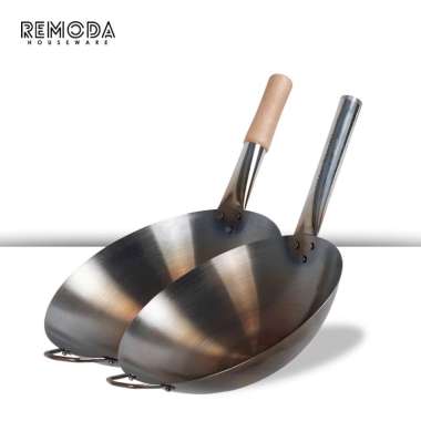 Calypso Wok Kuali Wajan Penggorengan Stainless Steel Sudah Seasoning Ukuran 30-40cm Anti Lengket 34c