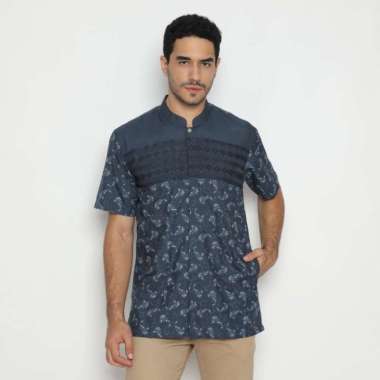 Platini Kemeja Pria Lengan Pendek Katun 931264 NAVY XXL