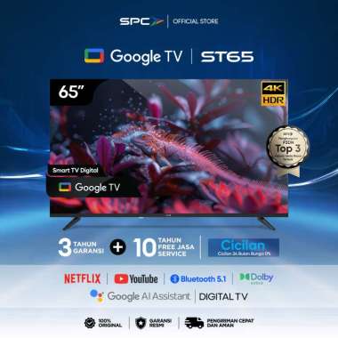SPC Smart TV 65 Inch ST65 - Google TV 65 inch 4K UHD | Dolby Audio | Google Assistant | Digital TV |