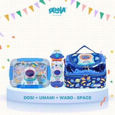 Skoola Bundling Promo - Tas Bekal + Tempat Makan Anak + Botol Minum Anak - Dosi Umami Wabo St Bundle