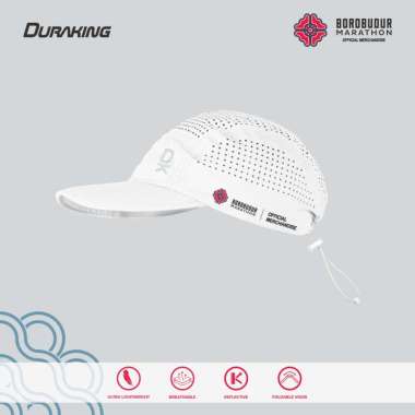 Duraking Topi Lari - Running Cap - Borobudur Marathon 2024 Official Merchandise White