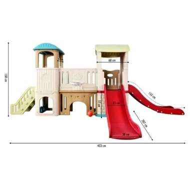 Perosotan Anak Playground Playhouse Rumah Rumahan Combination Double Slide Basket Tunnel Mainan Ball