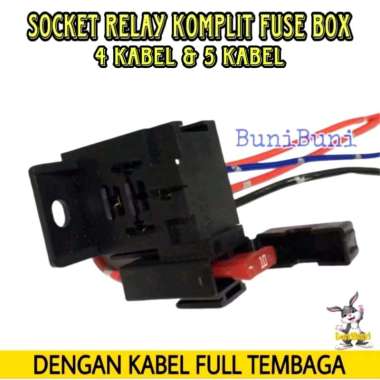 SOCKET RELAY KOMPLIT SEKRING - Rumah Soket Relay Gandeng Kaki 4 & 5 Komplit Fuse Box Dengan Kabel Bi