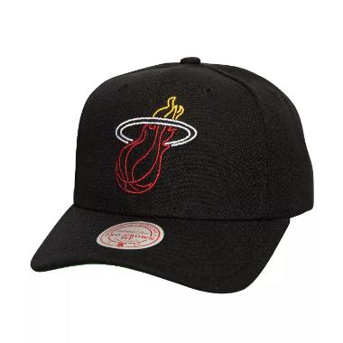 Mitchell & Ness Unisex Basketball NBA Neon Logo Pro Miami Heat Snapback Topi Basket [HP9576-MHEBLCK]