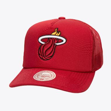 Mitchell & Ness Unisex Basketball NBA Evergreen Trucker Miami Heat Snapback Topi Basket [HHT8032-MHE