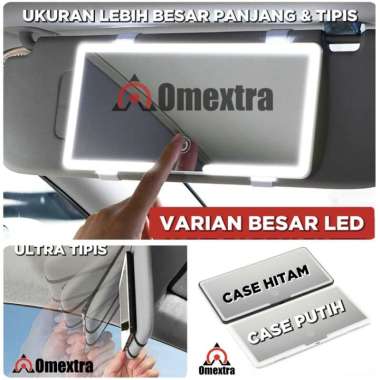 Cermin Sunvisor Cermin Make Up Omextra Dynamic Led Cermin Lampu Mobil LED BIG HITAM