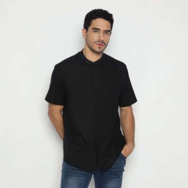 Platini Kemeja Pria Lengan Pendek Katun 21049 BLACK S