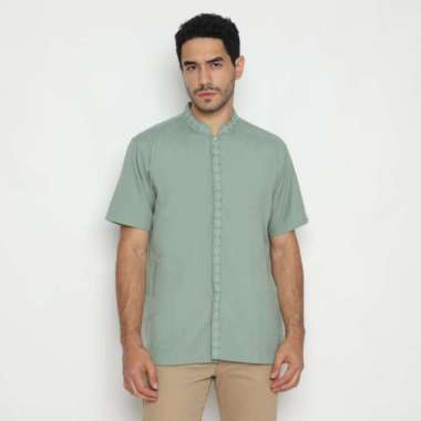 Platini Kemeja Pria Shanghai Lengan Pendek Katun 031012 SAGE GREEN XL
