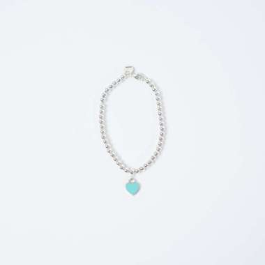Gelang TIFFANY & CO HEART BLUE TAG BEAD BRACELET - OS 100% ORIGINAL