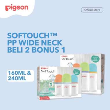 Pigeon Botol PP Wide Neck With Softouch Nipple 160ml 240ml / Botol Susu Dot Bayi Anak Bundle 3 pc / 