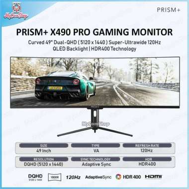 PRISM+ X490 PRO ULTRAWIDE CURVED GAMING MONITOR 49-INCH DQHD 120HZ QLED HDR 400 1800R