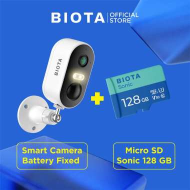BIOTA Bundling Smart Camera Battery Fixed - Kamera CCTV Wifi Jarak Jauh Tanpa Kabel + MicroSD Cam + 