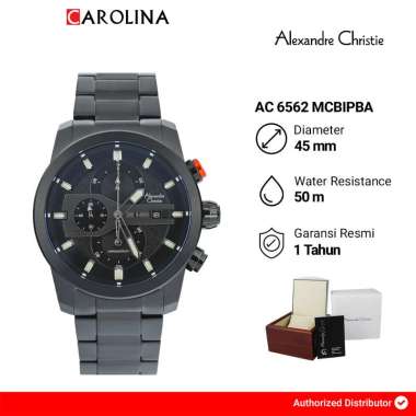 Jam Tangan Pria Alexandre Christie Chronograph AC 6562 MCBIPBA Black Dial Black Stainless Steel Stra