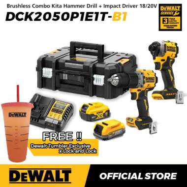 Dewalt Brushless Combo Kit Hammer Drill (DCD805) + Impact Driver (DCF850) 18/20V Max DCK2050P1E1T-B1