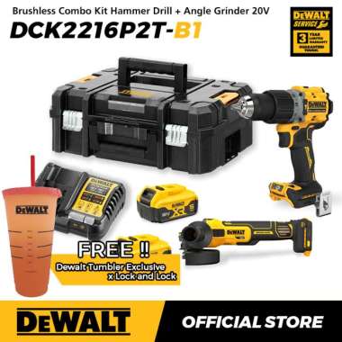Dewalt Brushless Combo Kit Hammer Drill (DCD805) + Angle Grinder (DCG409)18/20V Max DCK2216P2T-B1