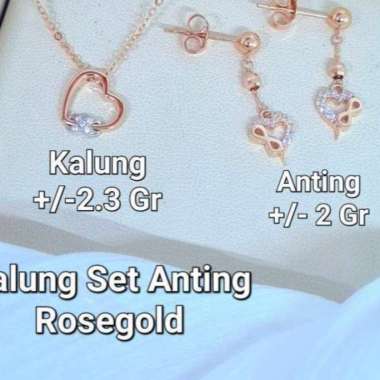 Kalung Set Anting Love Infinity Italy Rosegold 750 kadar 18k 2gr-Anting