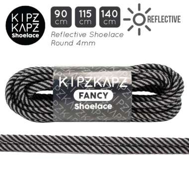 KIPZKAPZ XS21 Reflective Tali Sepatu Bulat / Round Shoelace [5mm] 140 cm Black Twist