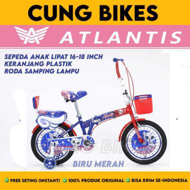 Sepeda Lipat Anak VELION ATLANTIS 22G MAZARA Ukuran 16 18 Inch untuk Usia 4-8 Tahun Keranjang Laki P