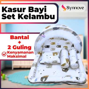 Kasur Bayi SET Kelambu Nyamuk Karakter Tempat Tidur Bayi Kasur Bayi Newborn Kasur Bayi Lipat
