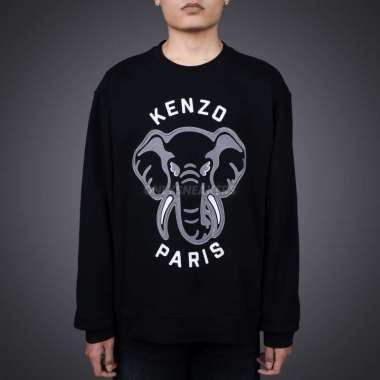 KENZO PARIS ELEPHANT EMBROIDERED BLACK SWEATSHIRT (100% AUTHENTIC) XXL