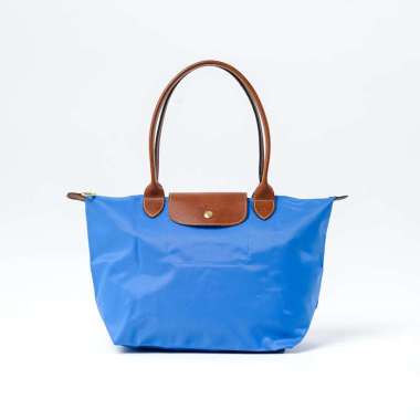 Tas LONGCHAMP LE PLIAGE COBALT BLUE LONG HANDLE TOTE BAG MEDIUM 100% ORIGINAL 27X17X26CM