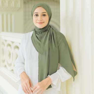 Lozy Hijab - Ziza Shawl (Pashmina Embroidery Babydoll Bordir Zigzag) Pine