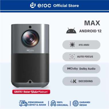 EROC Android Smart Proyektor LCD - Dolby Audio – Netflix – Youtube - Full HD -- 415 ANSI - Model MAX