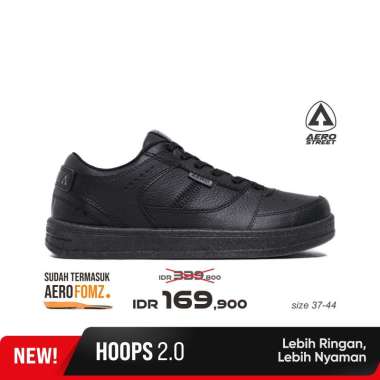 Aerostreet 37-44 Hoops Low 2.0 All Black - Sepatu Sneakers Casual 43