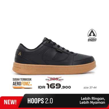 Aerostreet 37-44 Hoops Low 2.0 Gum Hitam Hitam - Sepatu Sneakers Casual 37