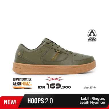 Aerostreet 37-44 Hoops Low 2.0 Gum Olive Olive - Sepatu Sneakers Casual 44