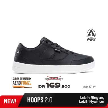 Aerostreet 37-44 Hoops Low 2.0 Putih Hitam Hitam - Sepatu Sneakers Casual 41