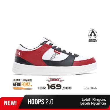 Aerostreet 37-44 Hoops Low 2.0 Putih Merah Hitam - Sepatu Sneakers Casual 40