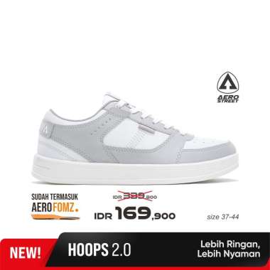 Aerostreet 37-44 Hoops Low 2.0 Putih Putih Abu Muda - Sepatu Sneakers Casual 44