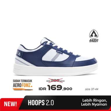 Aerostreet 37-44 Hoops Low 2.0 Putih Putih Biru Tua - Sepatu Sneakers Casual 41