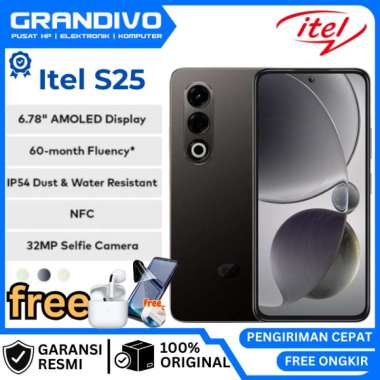 PROMO HP itel S25 RAM 8/128GB GARANSI RESMI - GRANDIVO Non Bonus Black Ram 8/128GB
