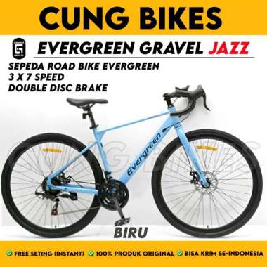 Sepeda Roadbike EVERGREEN GRAVEL 700c 3 x 7 speed Hitam - Jazz